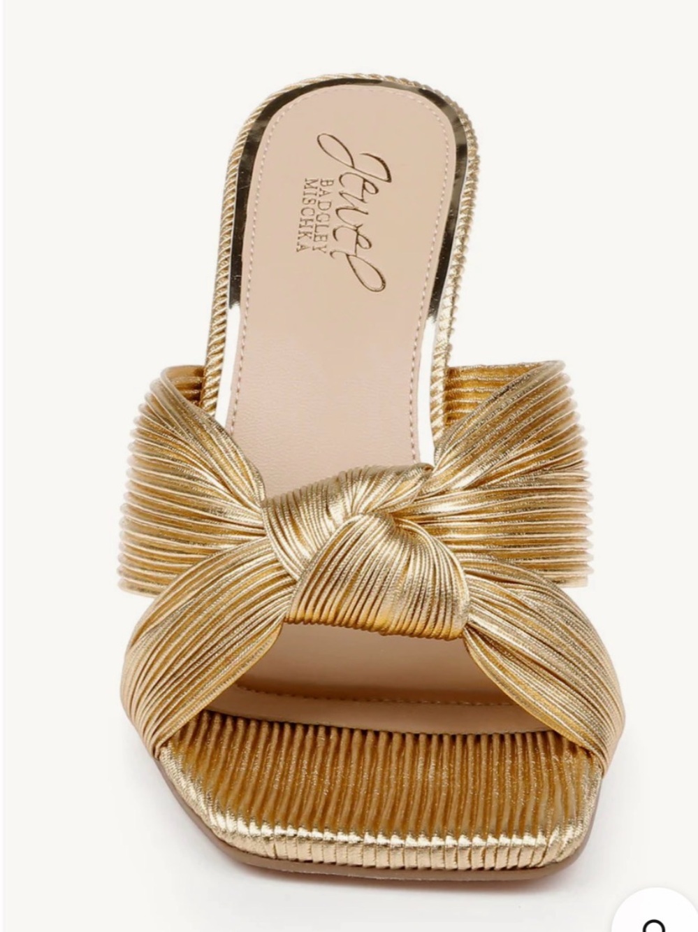 Badgley Mischka Metallic Gold Knotted Wedge Sandal - Picture 2 of 7